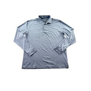 Rhoback Long Sleeve Polo Mens L Light Blue Performance Golf Business